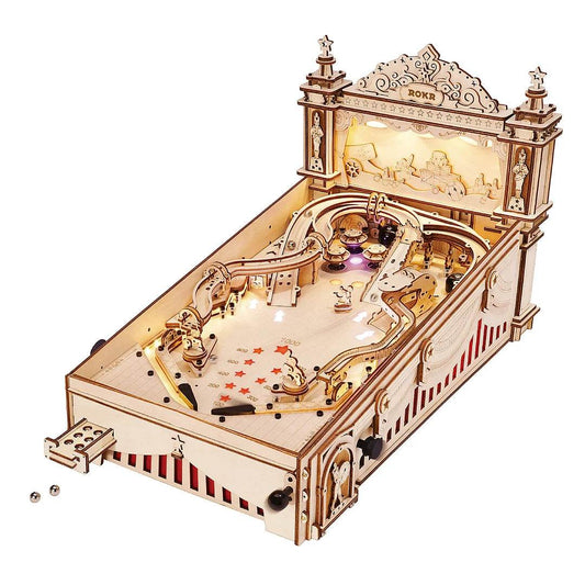 Robotime ROKR DIY Pinball Machine 3D Wooden Puzzle Amusing Table Game EG01 - Here2Save