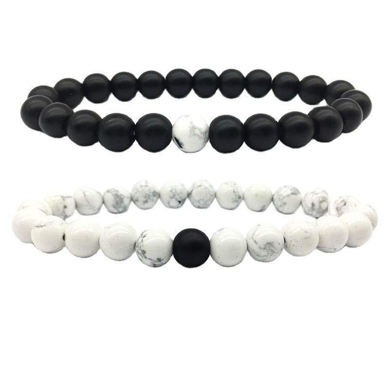 Frosted Stone White Turquoise 8mm Couple Suit Bracelet - Here2Save