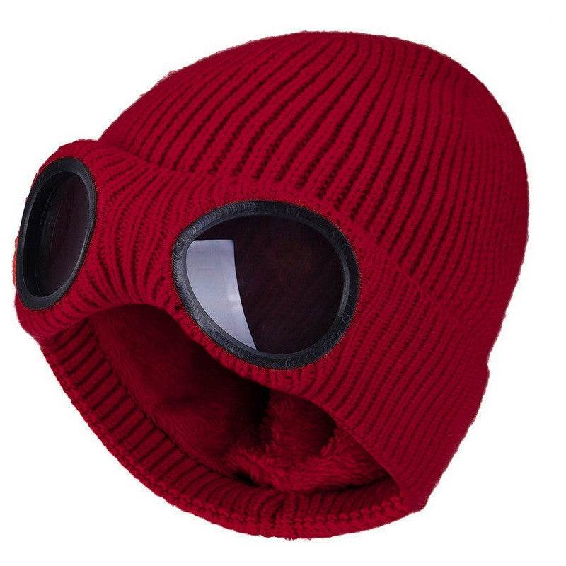 Warm Knitted Woolen Hats With Windproof Glasses Autumn And Winter For Men And Women Ear Protection Cap - Here2Save