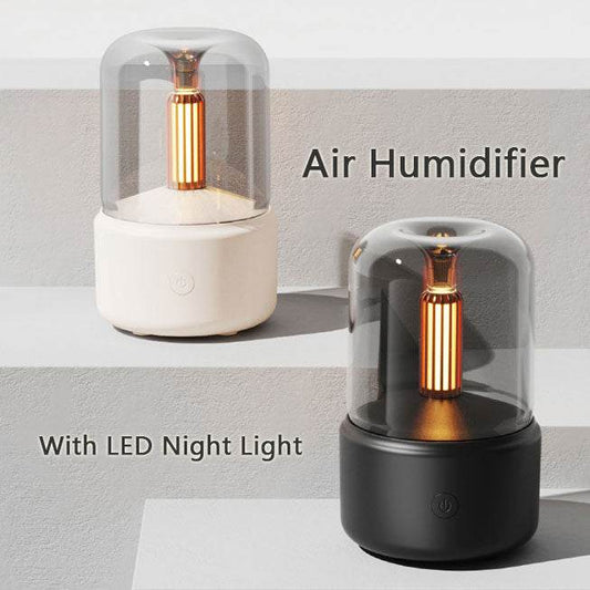 Atmosphere Light Humidifier Candlelight Aroma Diffuser Portable 120ml Electric USB Air Humidifier Cool Mist Maker Fogger 8-12 Hours With LED Night Light - Here2Save