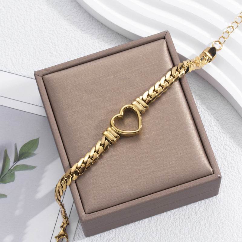 Fashion Simple Hollow Heart Titanium Steel Bracelet - Here2Save