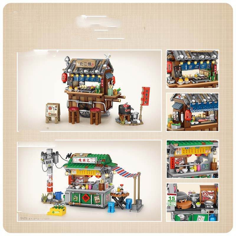 Hong Kong-style Food Stall Streetscape Puzzle Building Blocks Children's Toys - Here2Save