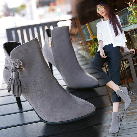 autumn and winter women's new short boots, high heels, high heels, women's shoes, Martin boots and European boots - Here2Save