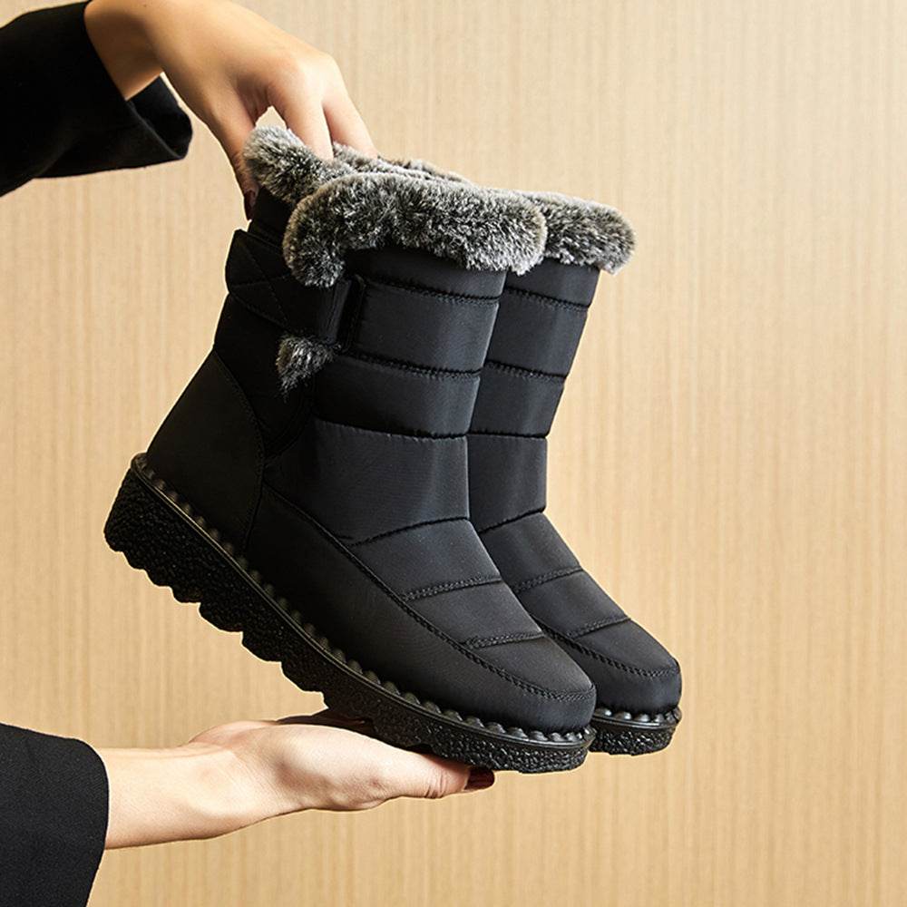 Winter Snow Boots Warm Plush Platform Boots Waterproof Velcro Shoes - Here2Save