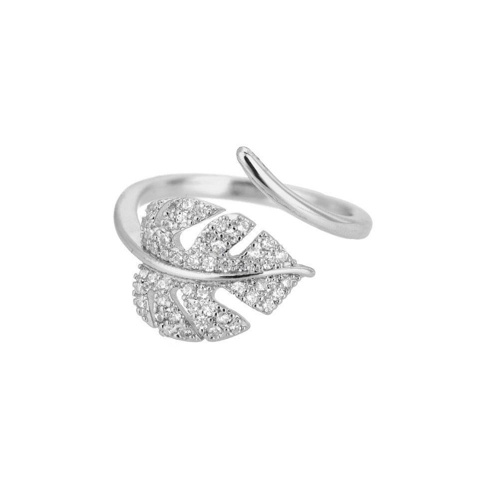 Vintage Fashion Midsummer Leaf Ring Palm Leaf Ring Adjustable - Here2Save