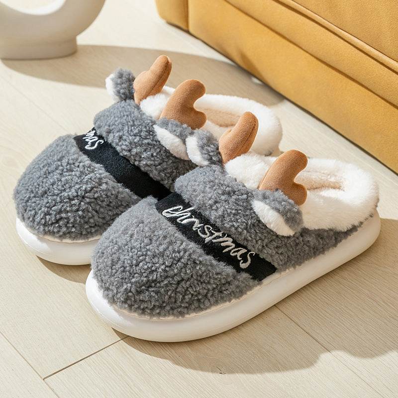 Christmas Shoes Winter Home Slippers Elk Soft Cozy Bedroom Slipper Slip On House Shoes - Here2Save