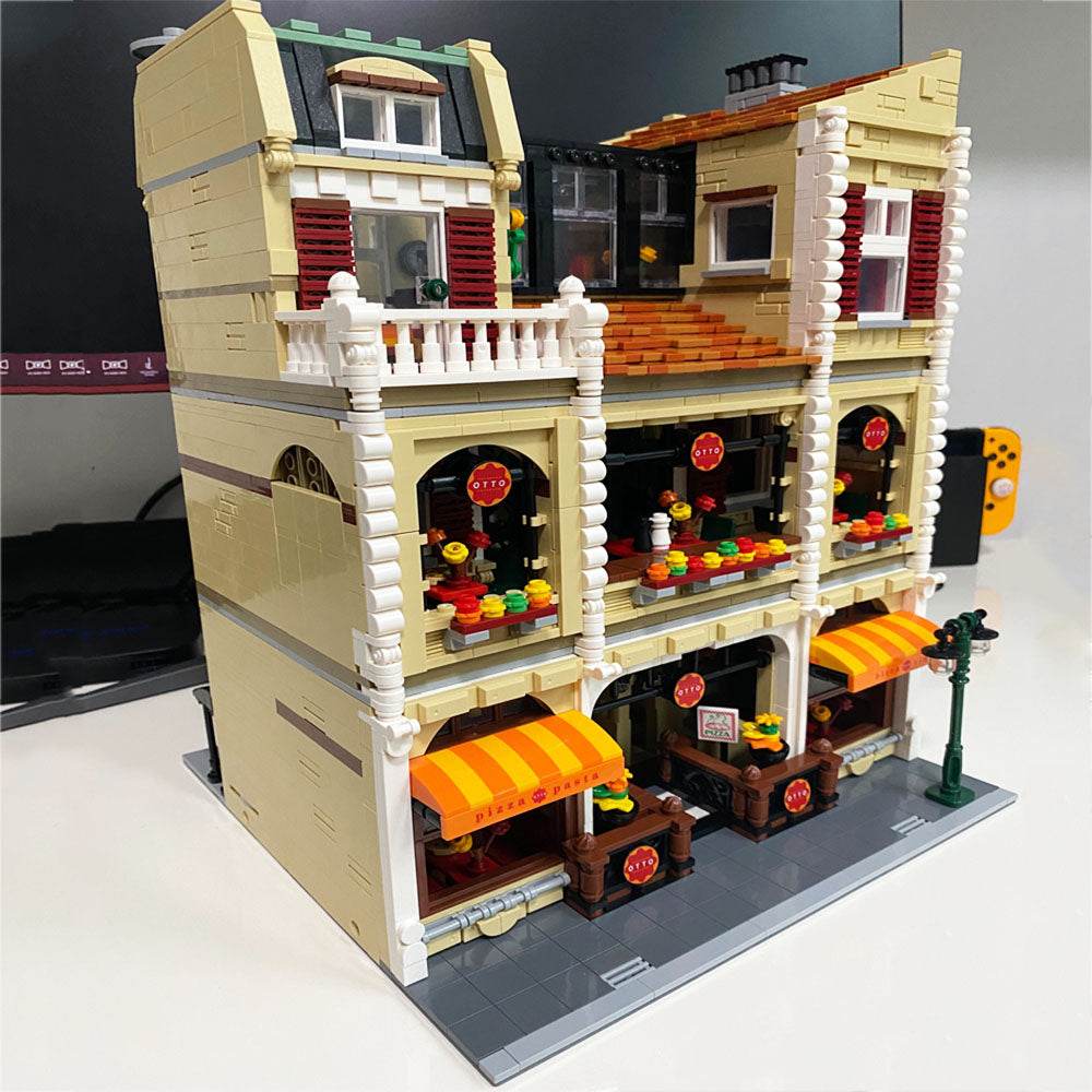 Pizza Shop Street View Series Town Scene High Difficulty Large Assembled Building Blocks Toy Model - Here2Save