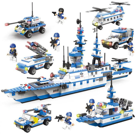 Military aircraft carrier police building blocks children assembled DIY toys - Here2Save