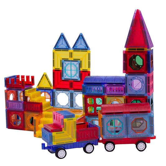 149 Pcs Magnetic Building Tiles Set For Kids With 2 Cars -Stronger 3D Magnetic Building Blocks -Colorful STEM Magnetic Toys Develop Motor Skills & Creativity