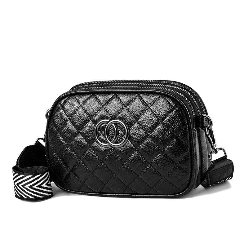Fashion Shoulder Bag With Three Zippers Wide Shoulder Strap Small Square Bag Women - Here2Save