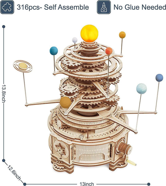 Robotime ROKR 316PCS Rotatable Mechanical Orrery 3D Wooden Puzzle Games Assemble Model Building Kits Toys Gift For Children Boys - Here2Save