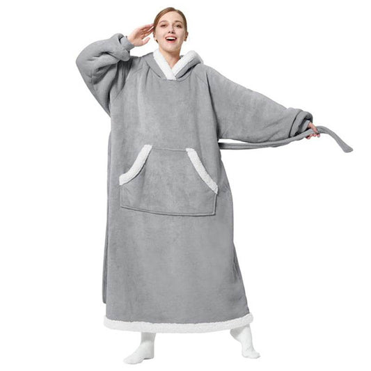 Winter Hoodie Blanket With Button Design Warm Home Clothes Women Men Oversized Pullover - Here2Save