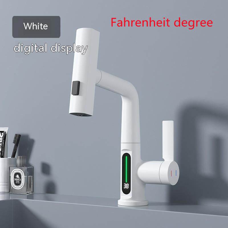 Intelligent Digital Display Faucet Pull-out Basin Faucet Temperature Digital Display Rotation - Here2Save