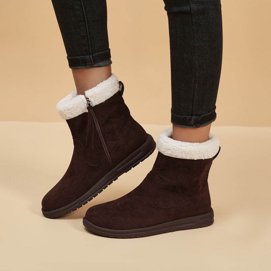 Winter Snow Boots New Fashion Lamb Thickened Warm Fleece Short Boots With Side Zpipper Design Solid Shoes For Women - Here2Save
