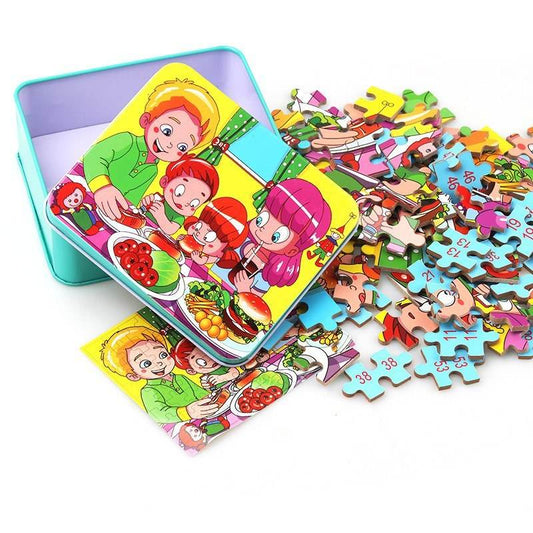 80PCS wooden educational toys educational development baby kids training toys children animal puzzle - Here2Save