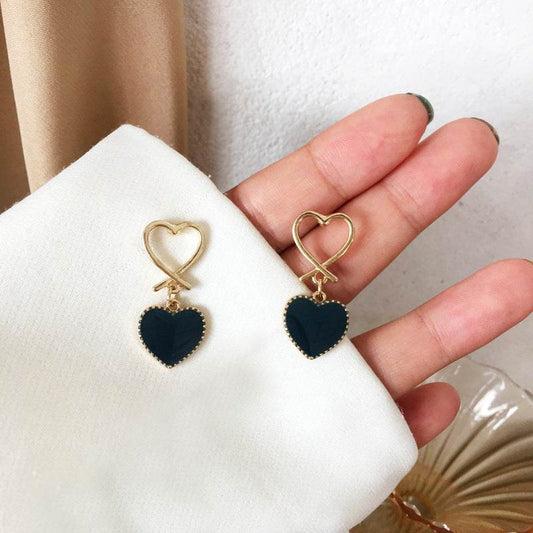 Silver Needle Retro Hollow Love Stud Earrings Temperament - Here2Save