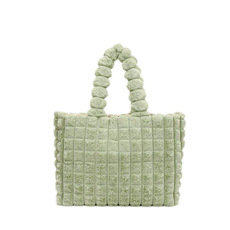 Plaid Handbags Winter Fashion High Capacity Shopping Plush Bag Korean Style Personalized Designer Luxury Tote Bags For Women - Here2Save