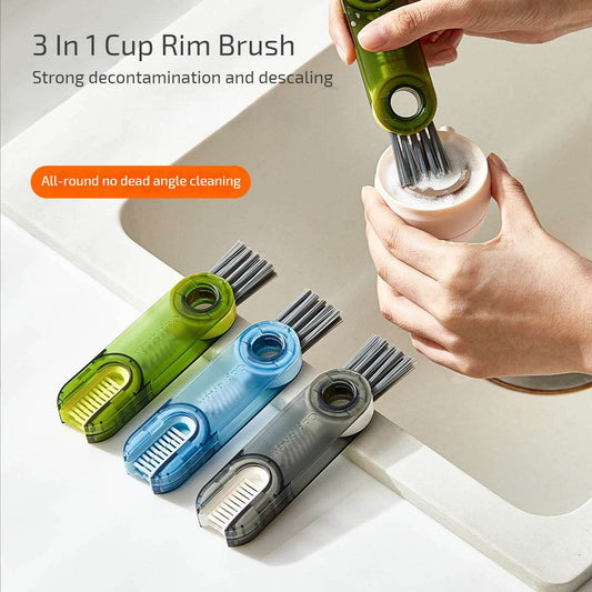 3 In 1 Tiny Bottle Cup Cover Brush Straw Cleaner Tools Multi-Functional Crevice Cleaning Brush Kitchen Tools Gadgets - Here2Save