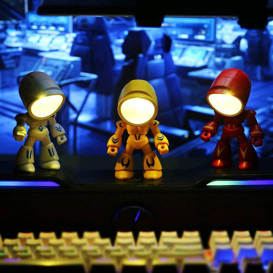 Cute LED Hero Table Lamp Mini Portable Cool Mecha Cute Robot Night Light Bedroom Home Decoration Kids Boys Gifts - Here2Save