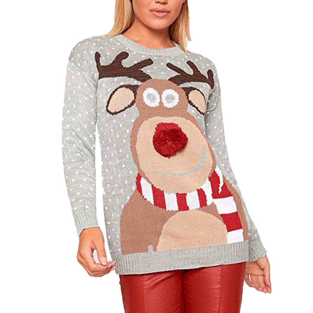 Long-sleeved viscose ball fawn pullover sweater - Here2Save