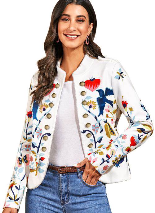 Women's Fashion Temperament Commute Cardigan Printed Coat - Here2Save