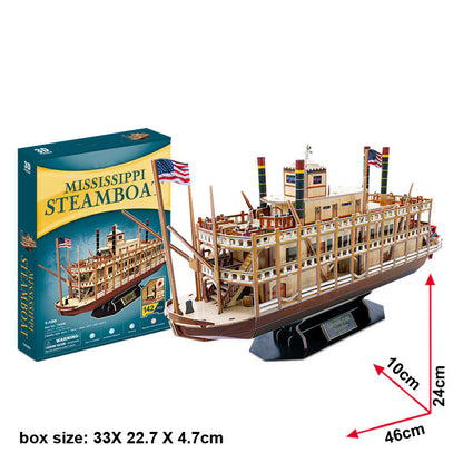 Stereo Puzzle Mississippi River Steamboat Model Paper
