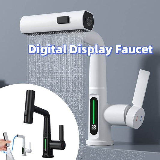 Intelligent Digital Display Faucet Pull-out Basin Faucet Temperature Digital Display Rotation - Here2Save