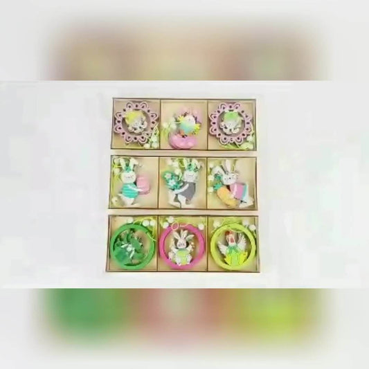 Easter Bunny Egg Animal Painting Pendant Wooden Crafts - Here2Save