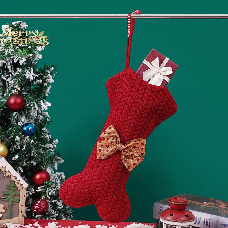 Christmas Decorations Knitting Wool Hanging Gift Bag - Here2Save