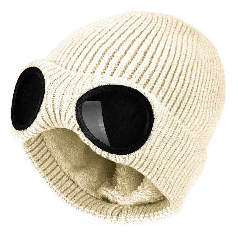 Warm Knitted Woolen Hats With Windproof Glasses Autumn And Winter For Men And Women Ear Protection Cap - Here2Save