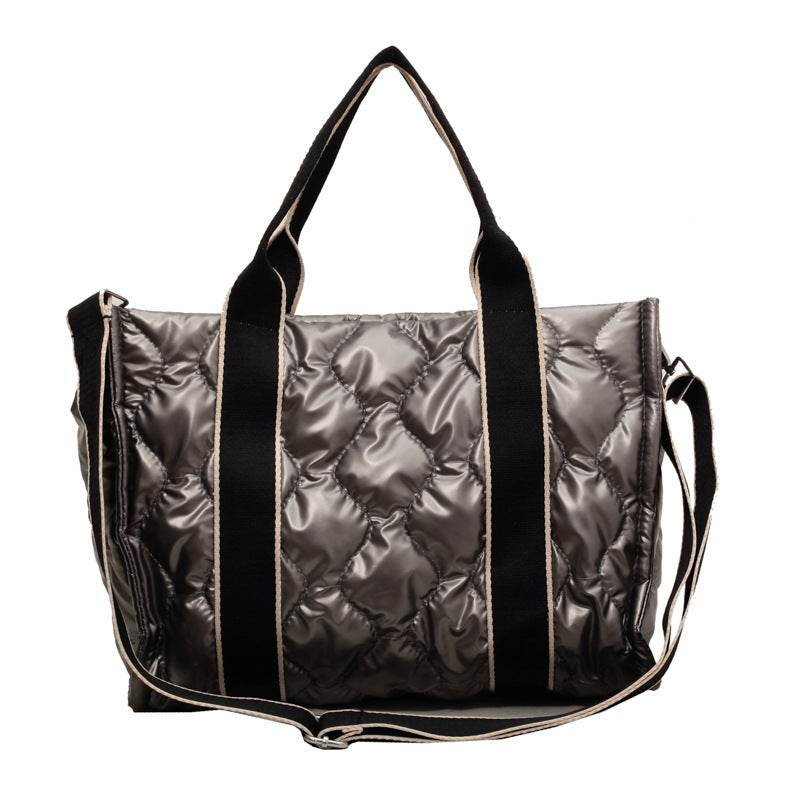 Rhombus Sewing Tote Bag Winter Designer Luxury Down Shoulder Bag High Capacity Commuting Personalized Handbags For Women - Here2Save