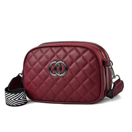 Fashion Shoulder Bag With Three Zippers Wide Shoulder Strap Small Square Bag Women - Here2Save