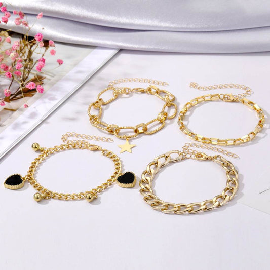 Black Peach Heart Bracelet Retro Simple Multi-layer - Here2Save