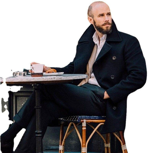 British Men Mid-length Long Sleeve Woolen Coat - Here2Save