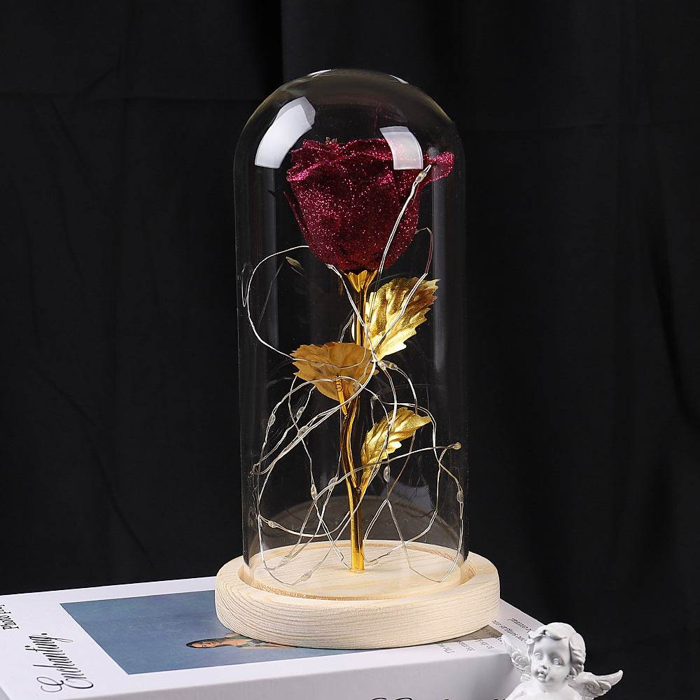 Valentines Day Gift For Girlfriend Eternal Rose Flowers LED Light In Glass Cover Day Wedding Decoration Favors Mother Day Female Gift Gift - Here2Save