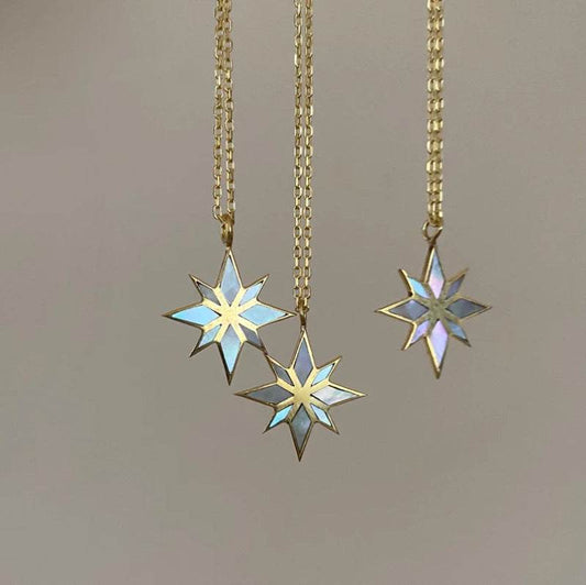 18K Gold Six Pointed Star Clavicle Chain - Here2Save