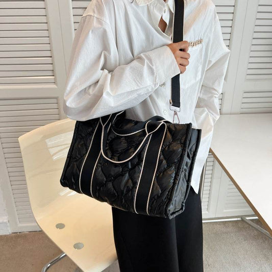 Rhombus Sewing Tote Bag Winter Designer Luxury Down Shoulder Bag High Capacity Commuting Personalized Handbags For Women - Here2Save