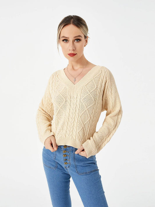 Women's Stretch Casual V-Neck Sweater - Here2Save