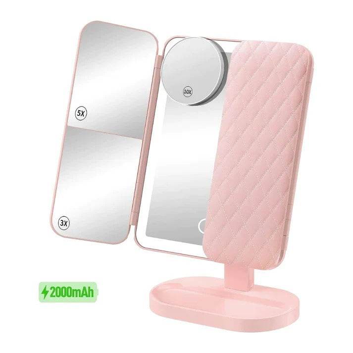 Desktop Tri-fold LED Cosmetic Mirror With Lights - Here2Save