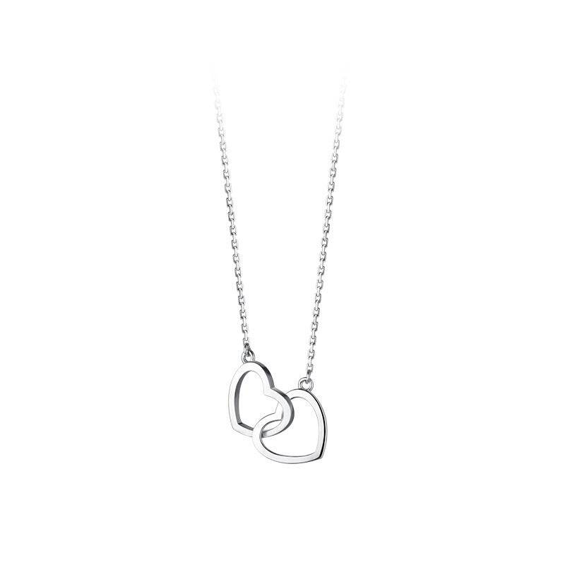 Double Heart Interlocking Titanium Steel Necklace Jewelry - Here2Save