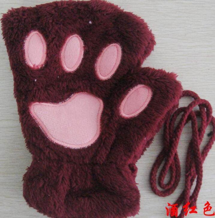 Winter Lovely Half Cover Paw Bear Cat Claw Gloves Short Finger - Here2Save