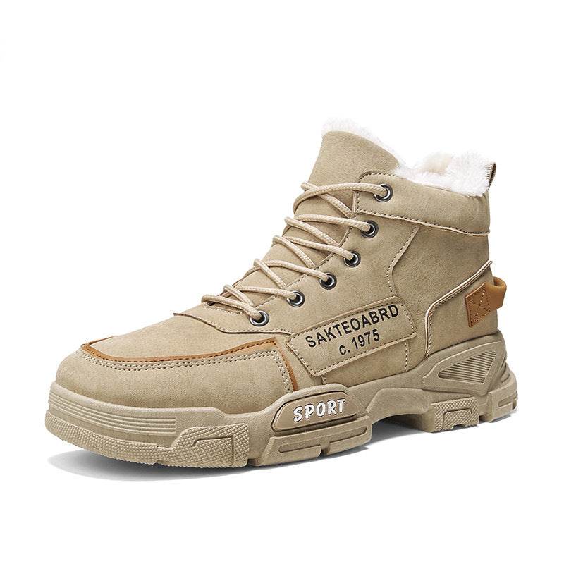 Plush Snow Boots Winter New Winter Velvet Thickened Warm Cotton Shoes Casual Trendy High-top Workwear Boots For Men - Here2Save