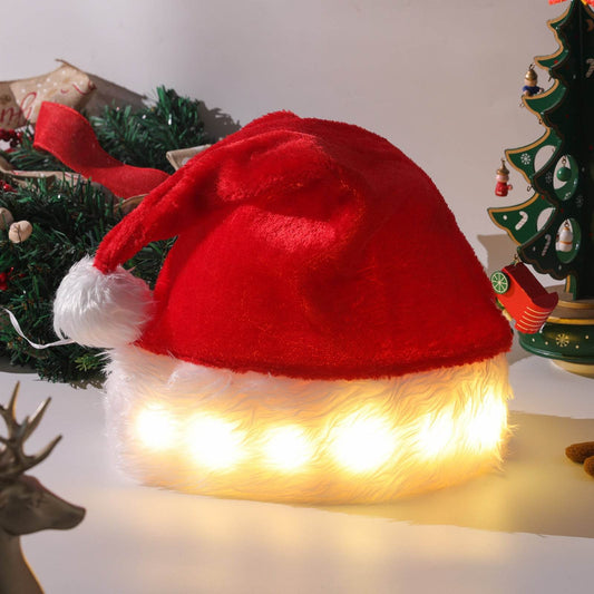 Christmas Hat LED Light Plush Children's Adult Christmas Decorations Christmas Supplies Luminous Santa Hat Home Decoracion - Here2Save