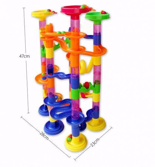 DIY Construction Marble Race Run Maze Balls Track plastic house Building Blocks - Here2Save