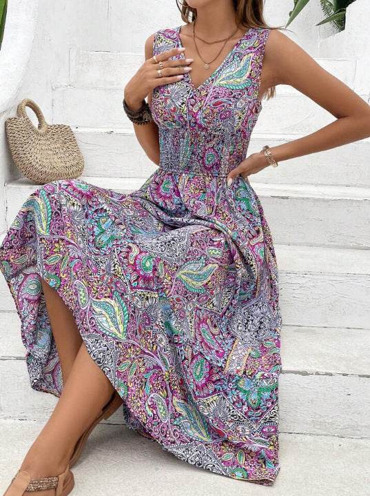 Women's Clothing Cross-border AliExpress New Fashion Temperament High Waist Sleeveless Bohemian Dress - Here2Save