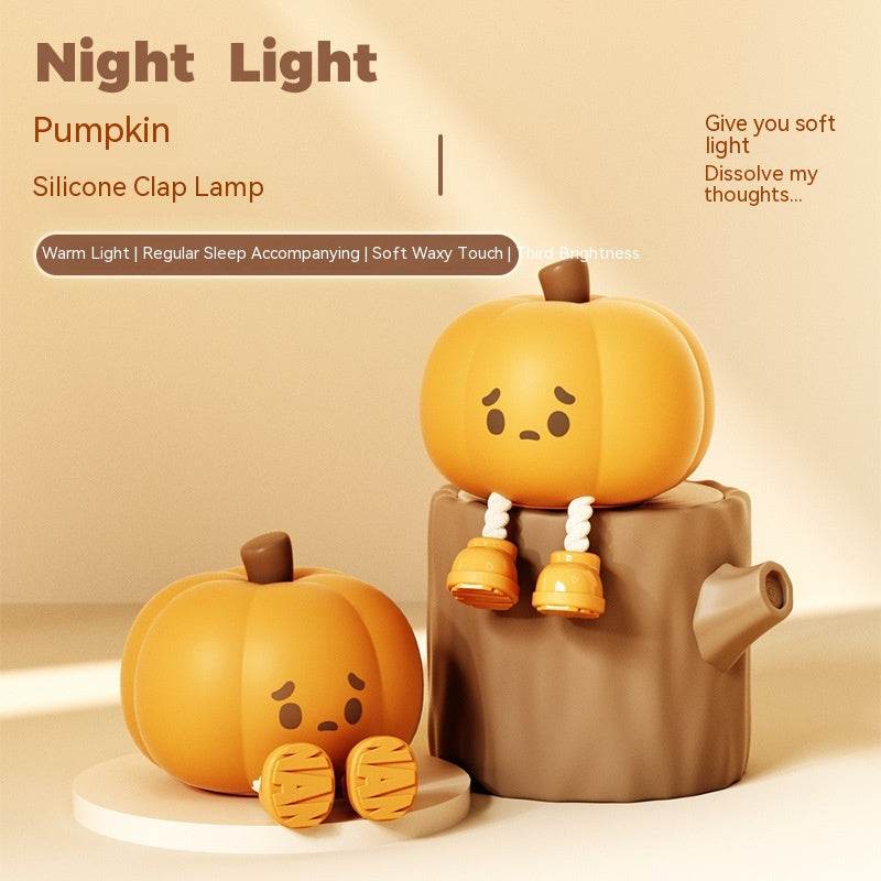 Home Decor Halloween Pumpkin Night Light Cute Soft Silicone Lamp Touch Dimmable Rechargeable Bedside Decor Light Kids Gifts Halloween Decorations - Here2Save