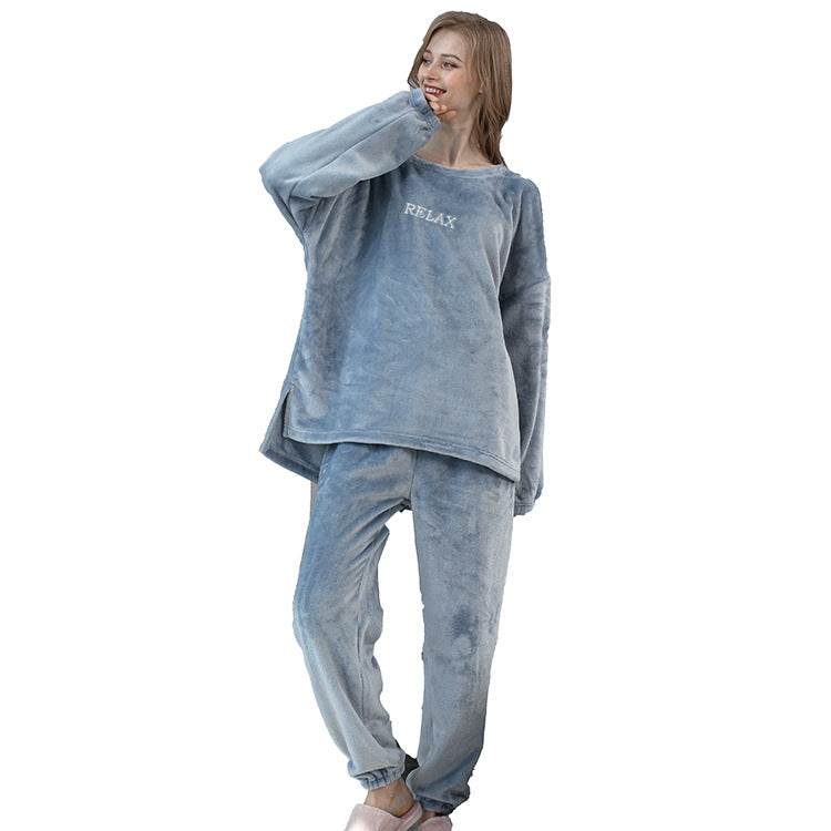 Flannel Pajamas Sets Winter Home Clothes For Women Men Sleepwear Couple - Here2Save