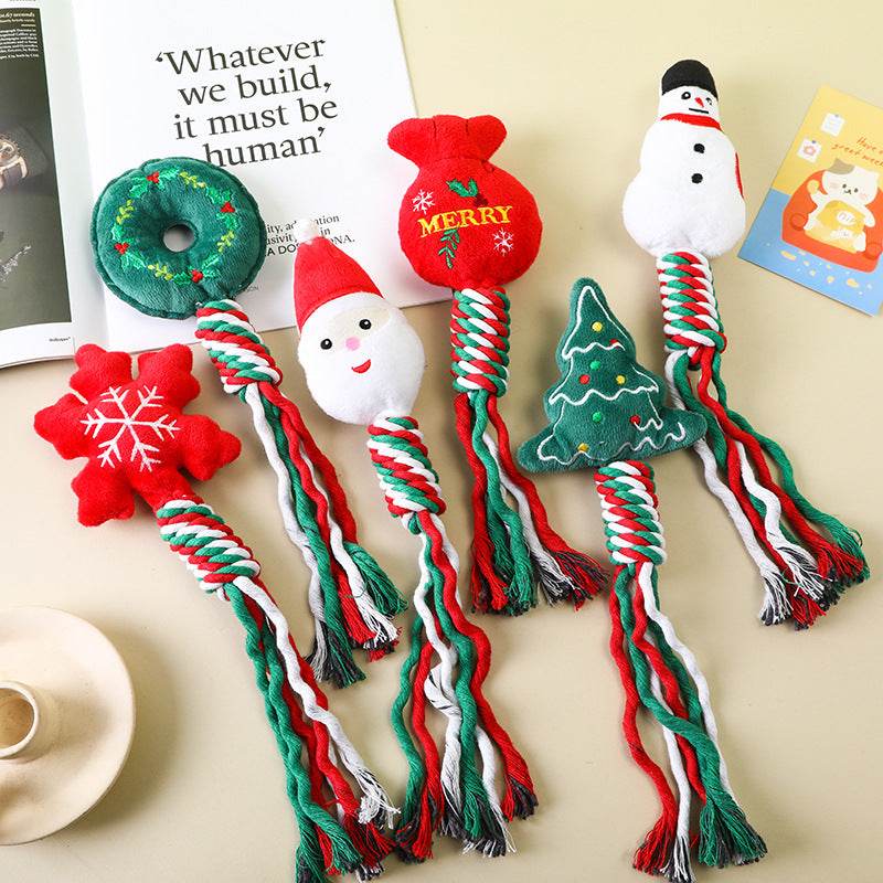 Christmas Cotton String Pet Plush Toy Molar Resistance - Here2Save