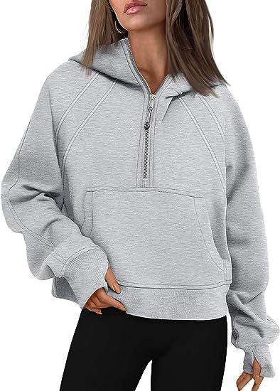 Zipper Hoodies Sweatshirts With Pocket Loose Sport Tops Long Sleeve Pullover Sweaters Winter Fall Outfits Women Clothing - Here2Save