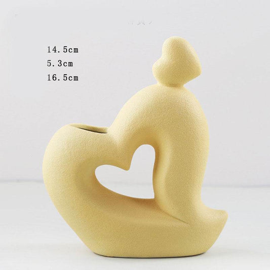 Ceramic Vase Home Decor Room Decoration Sculpture Matte Abstract Character Vase Statue Living Room Decoration Desktop Pen Holder - Here2Save